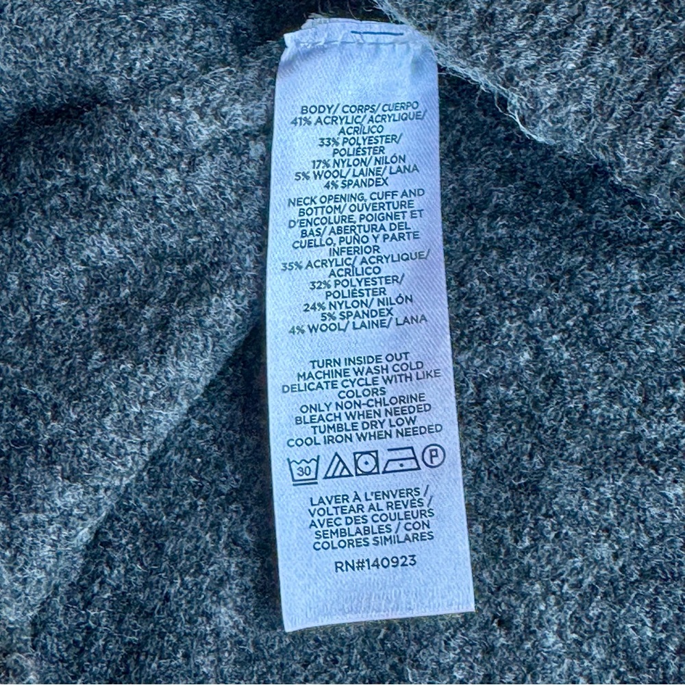 LOFT Ribbed Crewneck Sweater Shoulder Button Detail Gray‎ Medium - Picture 6 of 13